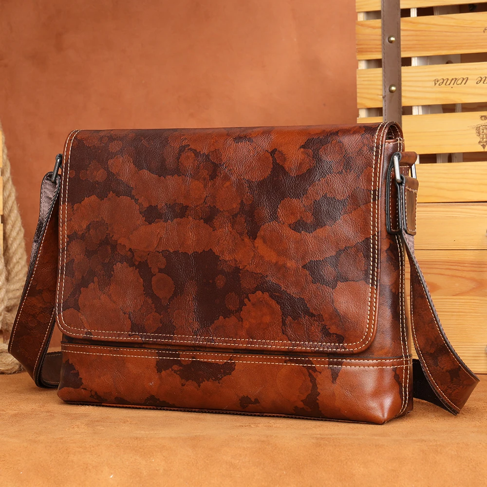 

Marrant Men Vintage Leather Office Side Bag Sling Crossbody Shoulder Bag Leather Mens 13 inch Laptop Messenger Bag