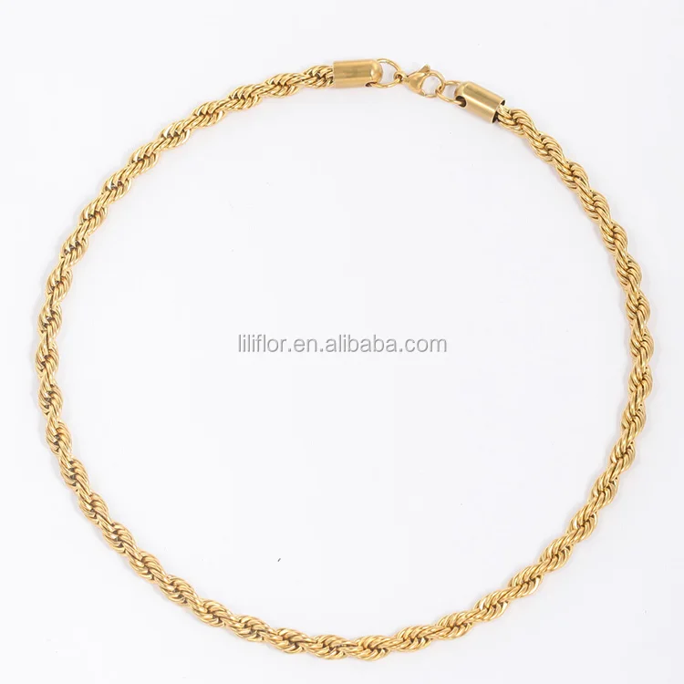 

Fashion Jewelry Cheap Cost-effective 18K Gold Plated Stainless Steel Twist Rope Chain Necklace P203069