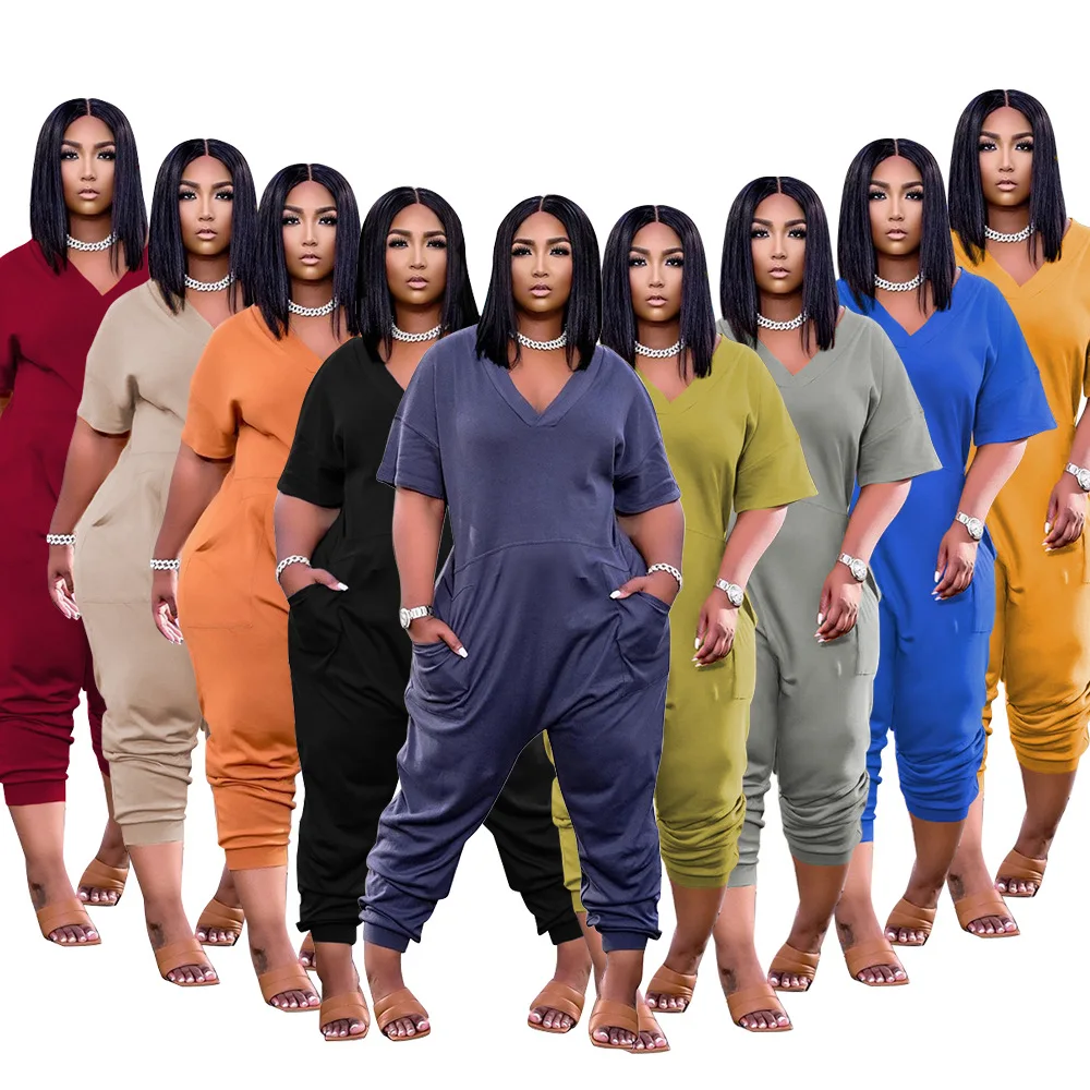 

women short sleeve jumpsuit jumpsuits plussize women womens harem jumpsuit, Picture