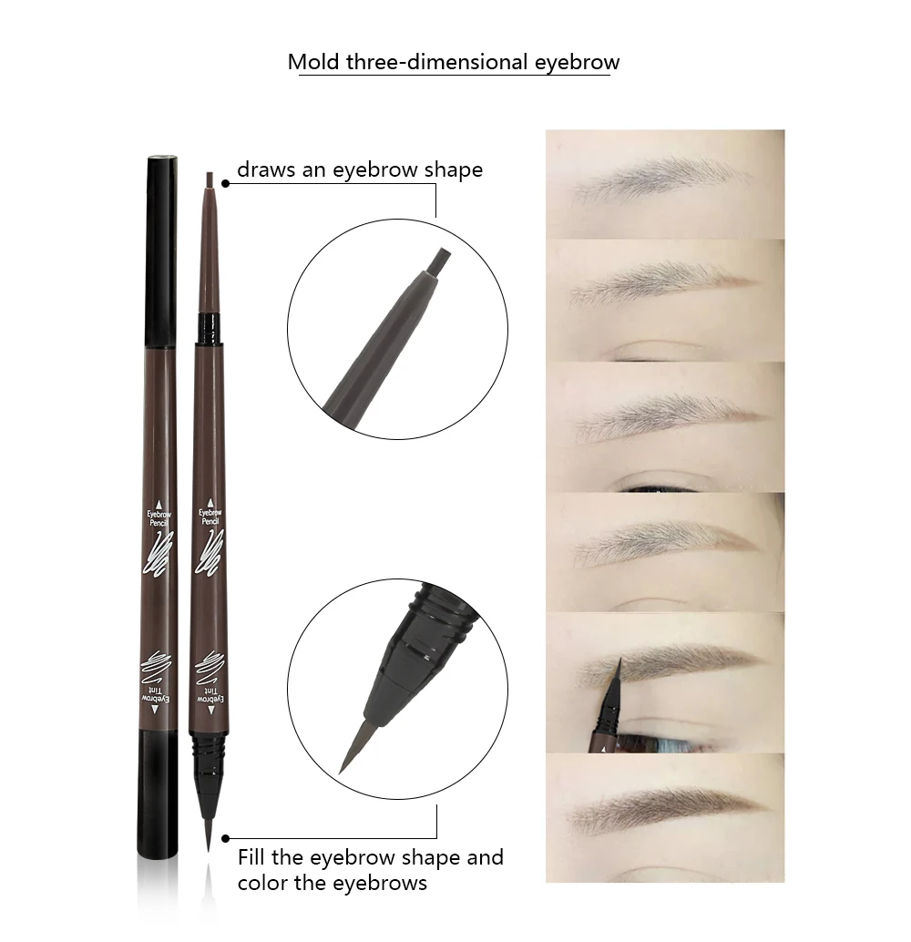 

Double Head Eyebrow Pencil Waterproof Long Lasting Eyebrow Pen, 3 colors