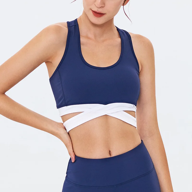 

2021 New cross-shockproof sports underwear women's personalized yoga vest net celebrity gathered bra quick-drying fitness bra