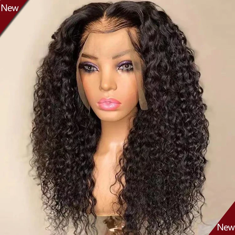 

Mongolian Kinky Curly Hd Lace Frontal Water Wave Transparent Lace Closure Wig Human Hair