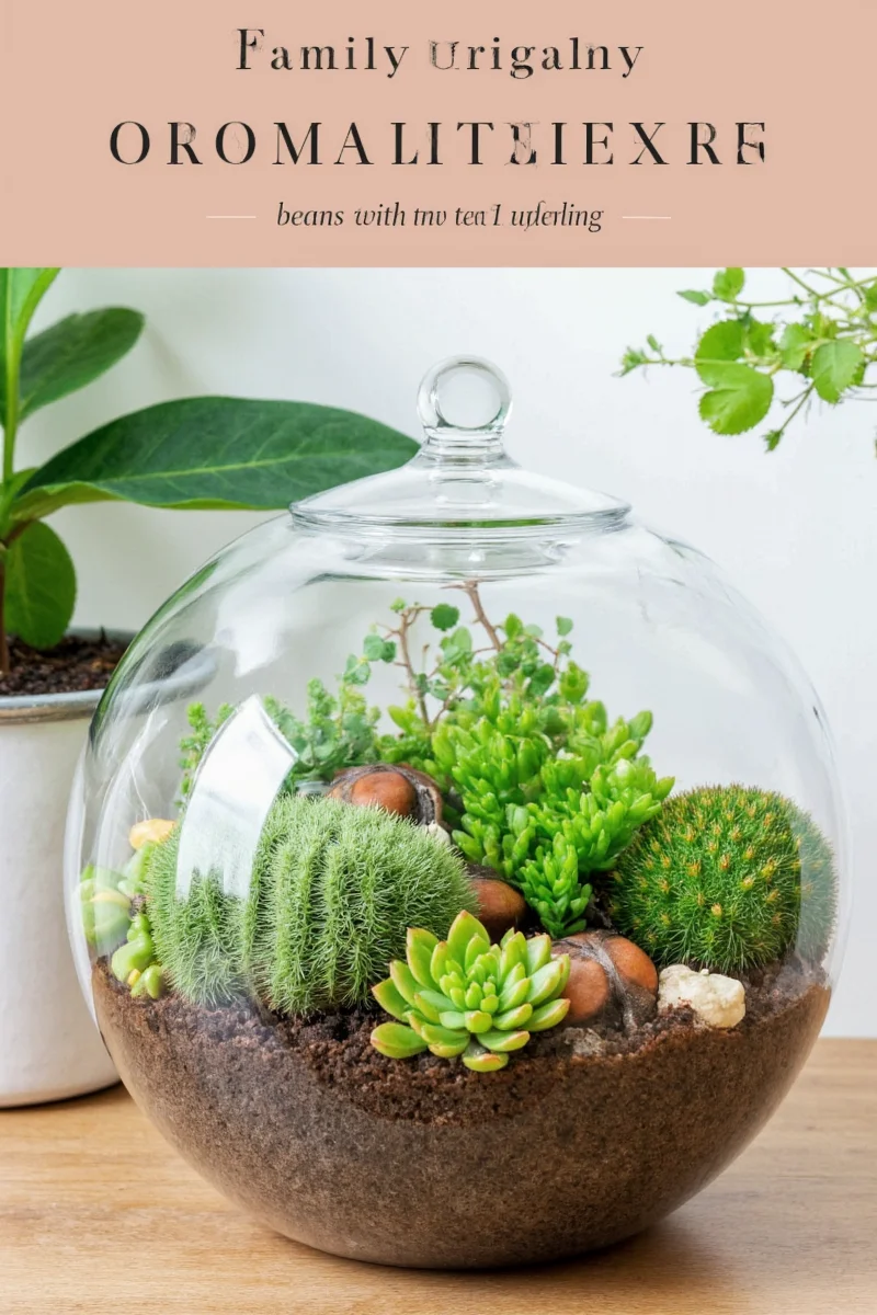 Blue-toned underwater themed terrarium with seashells and starfish