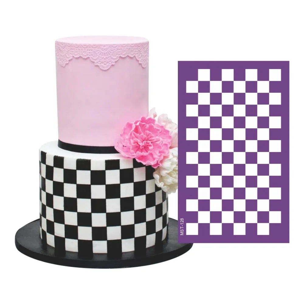 

AK Gridding Cake Mesh Stencils for Royal Icing Soft Fabric Lace Mat Fondant Decoration Cookie Stencil for Bakery MST-128