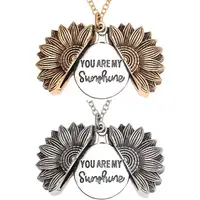 

Personalized fashion new latest designs Sunflower locket necklace