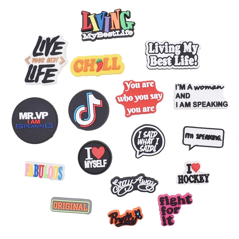 

Small soft plastic font PVC shoe lace charms badge jewelry DIY accessories customization designer croc charms