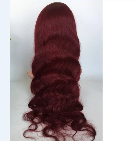 

YL Remy Hair wine red wig Lace Front Wigs Human Hair transparent lace wig, Oem