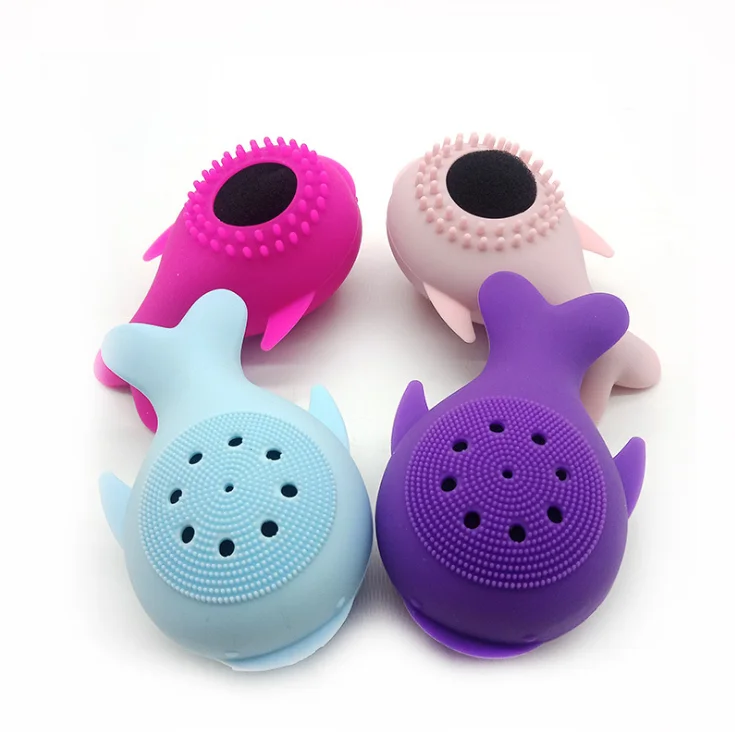 

The new small whale silicone cleansing brush Double-sided clean massage manual silicone wash brush Small whale cleansing brush