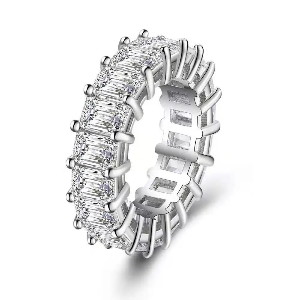

New fashion 925 sterling silver bling bling baguette diamond ring for women