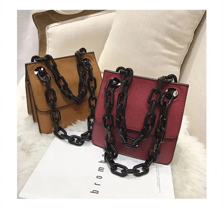 

B10089 Hot Selling Suede Fall Women Tote Bag Big Chain Plastic Fashion Trendy Latest Ladies Wholesale Handbag