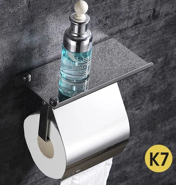 

Bathroom Tissue Storage Rack Stainless Steel Paper Roller Rack Tissue Holder Dispenser Wall Mount Paper Holder with Shelf