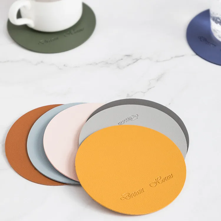 

Wholesale 50% OFF Multiple Colour Round PU Leather Placemat Waterproof Heat Insulation Coaster