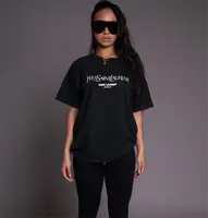 

8055 Oversize Ladies Fashion New Tops Women Clothing 2019 Black Wholesale Cotton T Shirt