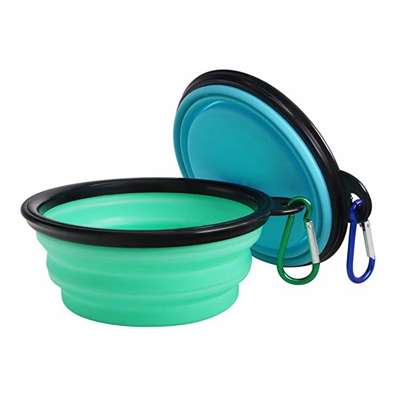 

Collapsible Dog Bowl Foldable Expandable Cup Dish Free Carabiner Pet Cat Food Water Feeding Portable Travel Feeder Dog Bowl, Multi colors