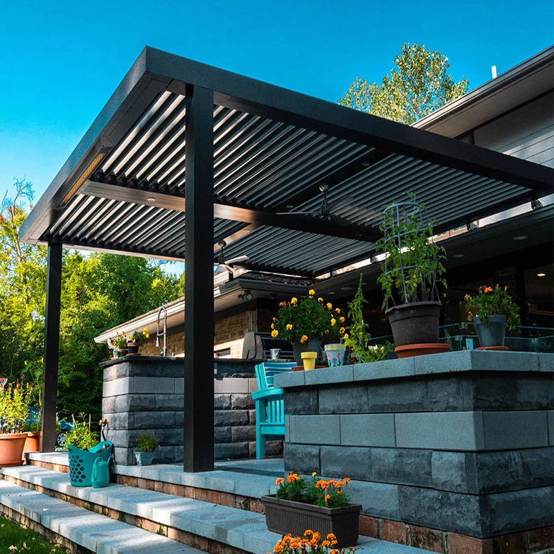 

Customized Size Outdoor Gazebo Louver Retractable Aluminium Pergola awning canopy