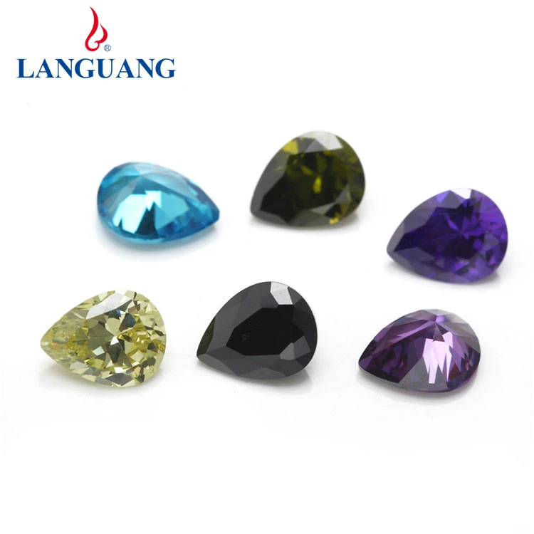 

Languang Hot Sale Water Drop Cut Pear Shape Natural White Diamond Loose Gemstone Cubic Zirconia Gems, Tanzanite blue