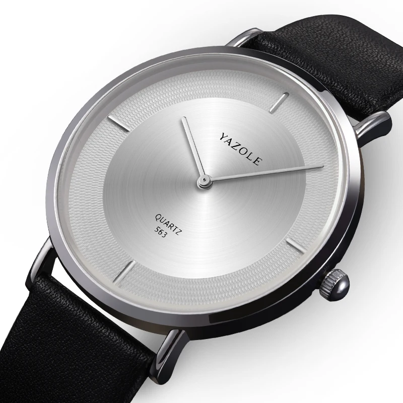 

yazole watch 563 hot sell China male quartz watch original PU leather band Waterproof calender Simple casual wristwatch