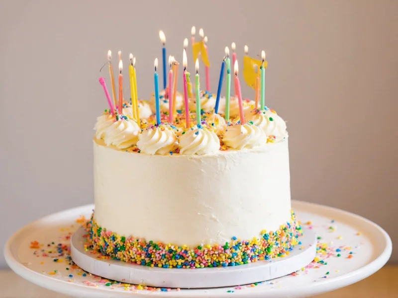 Finished birthday cake with colorful decorations