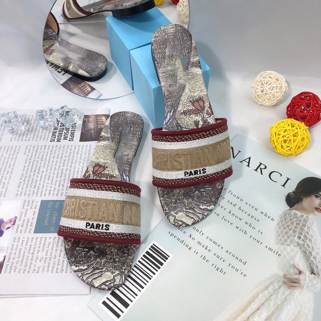 

2021 Women Fashion Sandals Luxury Brand Designer Sandals Women Summer Beach Slides Aniti-Slip Flip Flop Femme, Picture