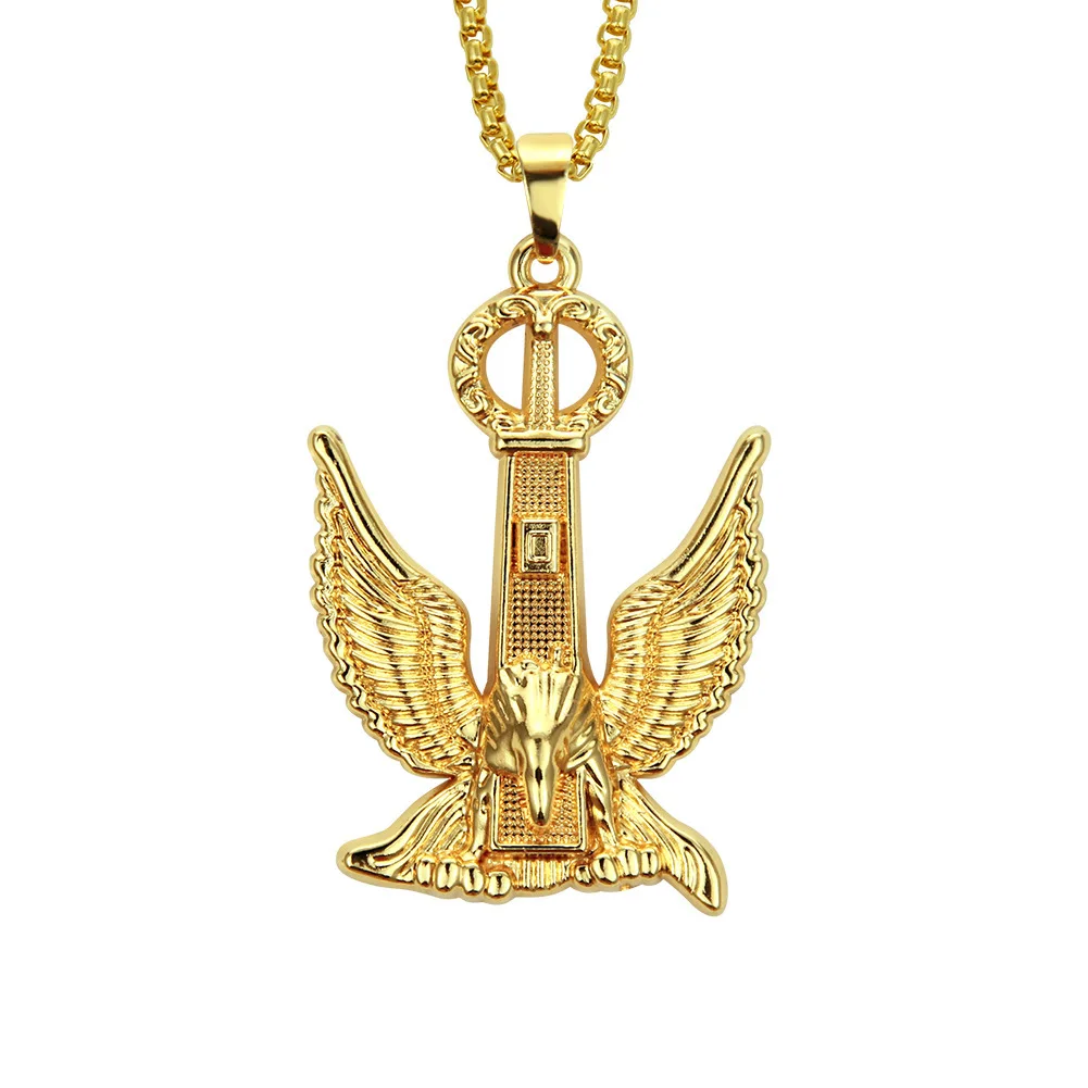 

18k Three-dimensional Golden Eagle Pendant Necklace Hip-hop Jewelry Cuban Link Chain Stainless Steel Jewelry Collares