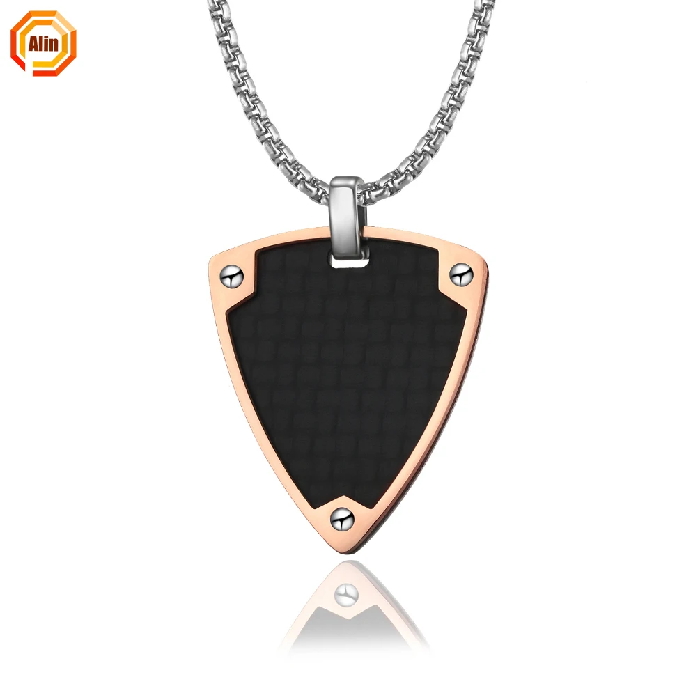 

Fashion jewelry 2021 newest carbon fiber necklace pendant simple style necklace accessory for men