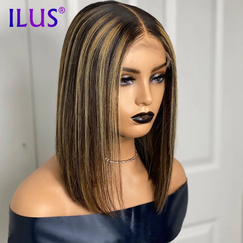 

Bob Lace Front Wig 1B/27 Highlight Colored Straight Bob Frontal Human Hair Wig For Black Women Wholesale Peruvian Bob Wigs 150%