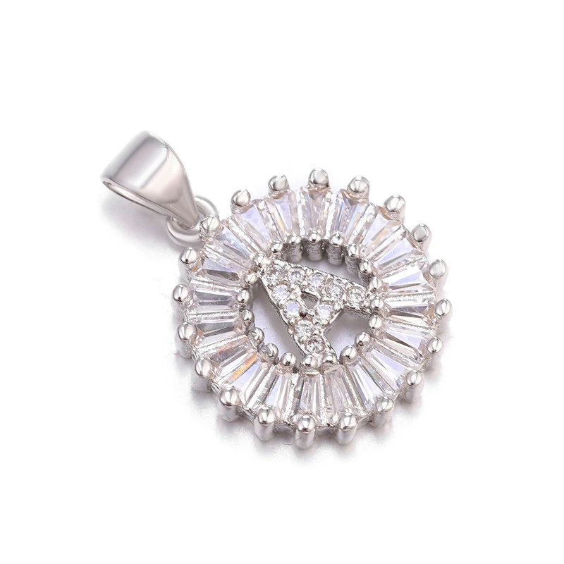 

2020 New Round Silver 26 Letter Pendant, Wholesale Chic Small Initial Letter Pendant Cubic Copper Zirconium Pendant