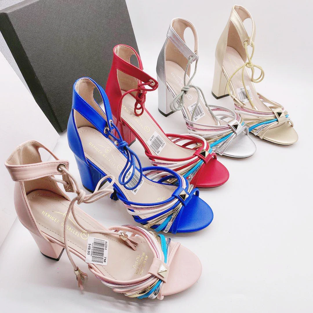 

Stock Wholesale Women Pumps Multiple Wrap Gold High Heels for Party Wedding Summer Beach Sandals Ladies Pumps High Heel Sandal