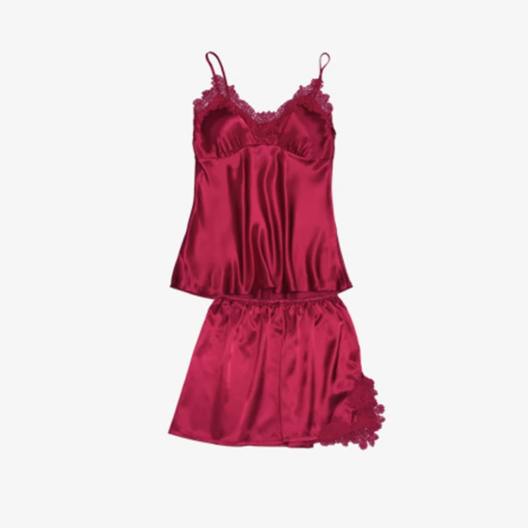 

Women lingerie nighty sleepwear silk satin pajamas women, 6colors