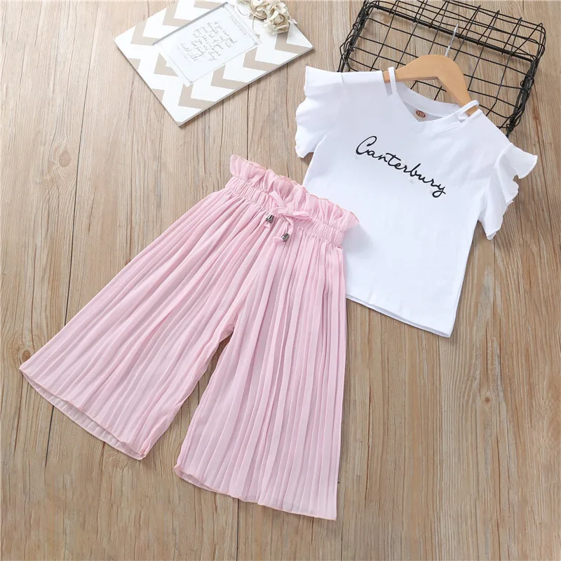 

Girls short sleeved chiffon pantsuit beautiful and comfortable girl clothes girl dresses 4 to 16 years