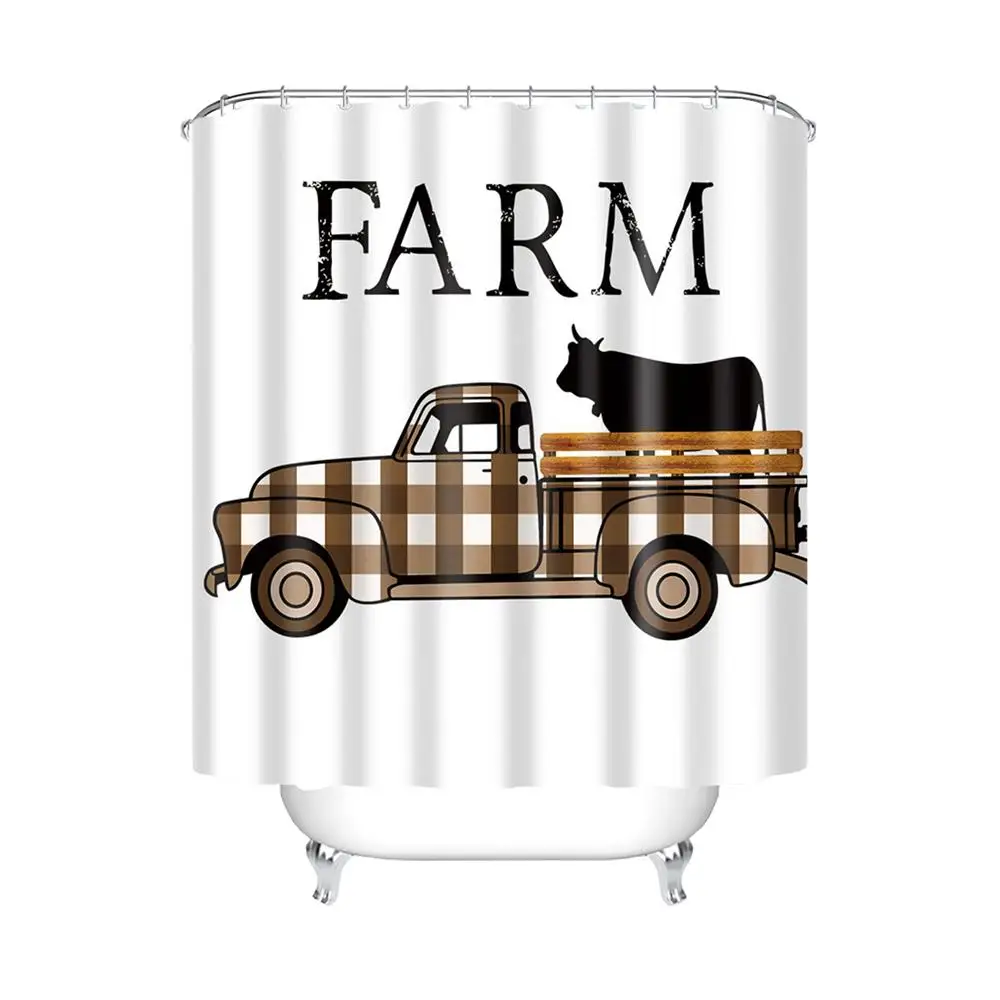 

Unique 3D Printing Farmhouse Waterproof Shower Curtain