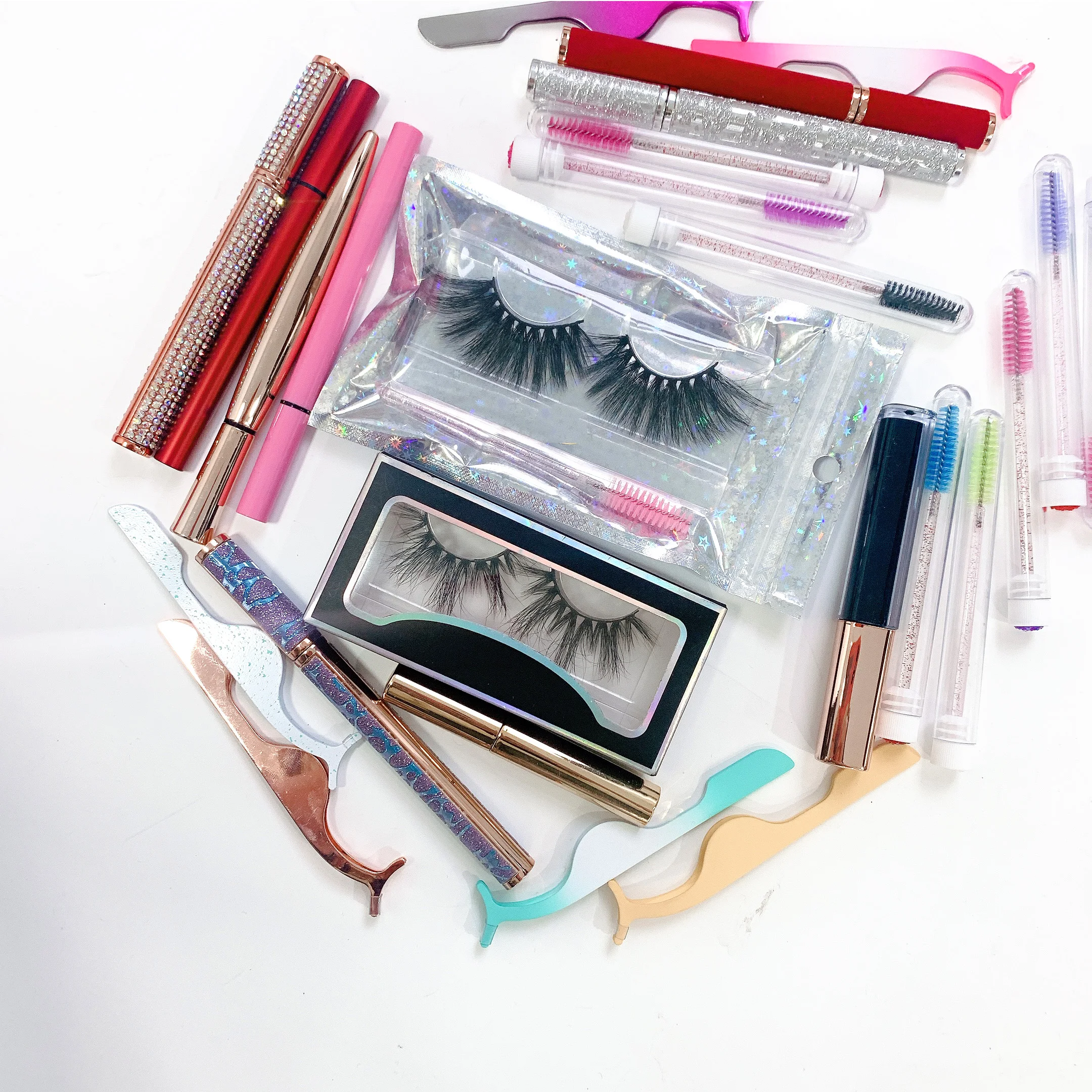 

Hot Selling wholesale mink strip eyelashes custom eyelash package soft fluffy mink 25mm real mink lashes, Black color