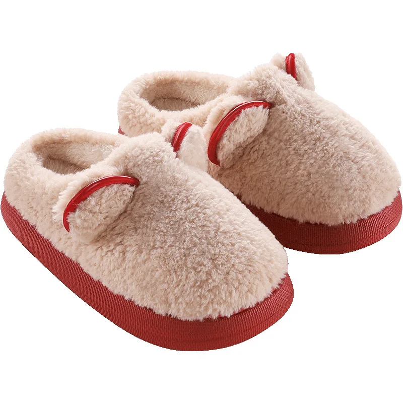 

Winter Tire Tread Feces Sense Indoor Shoes Cotton Slippers Warm Thick Crust of Bread Plus Velvet Slip Shoes Women Home Slippers, 3 colors