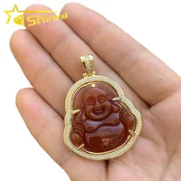 

Red Jade Buddhism Religious Jewelry Maitreya Buddha design family pace Pendant Hip Hop Buddha Necklace