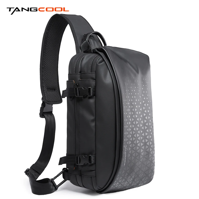 

2020 new style factory polyester custom anti theft waterproof men anti theft tangcool crossbody sling bag men for boys chest, Black,grey,orange