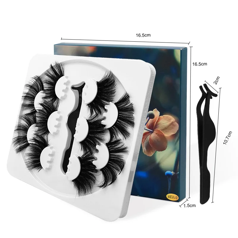 

5 pairs 25 mm fake eyelashes thick long 3d faux mink eyelashes with box synthetic vengan lashes