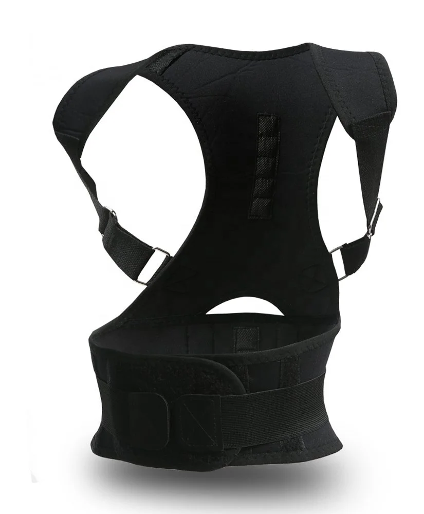 

Therapy Magnetic Posture Corrector Shoulder Support Back Brace Belt-Full Spine and Back Pain Relief With Magnets, Black