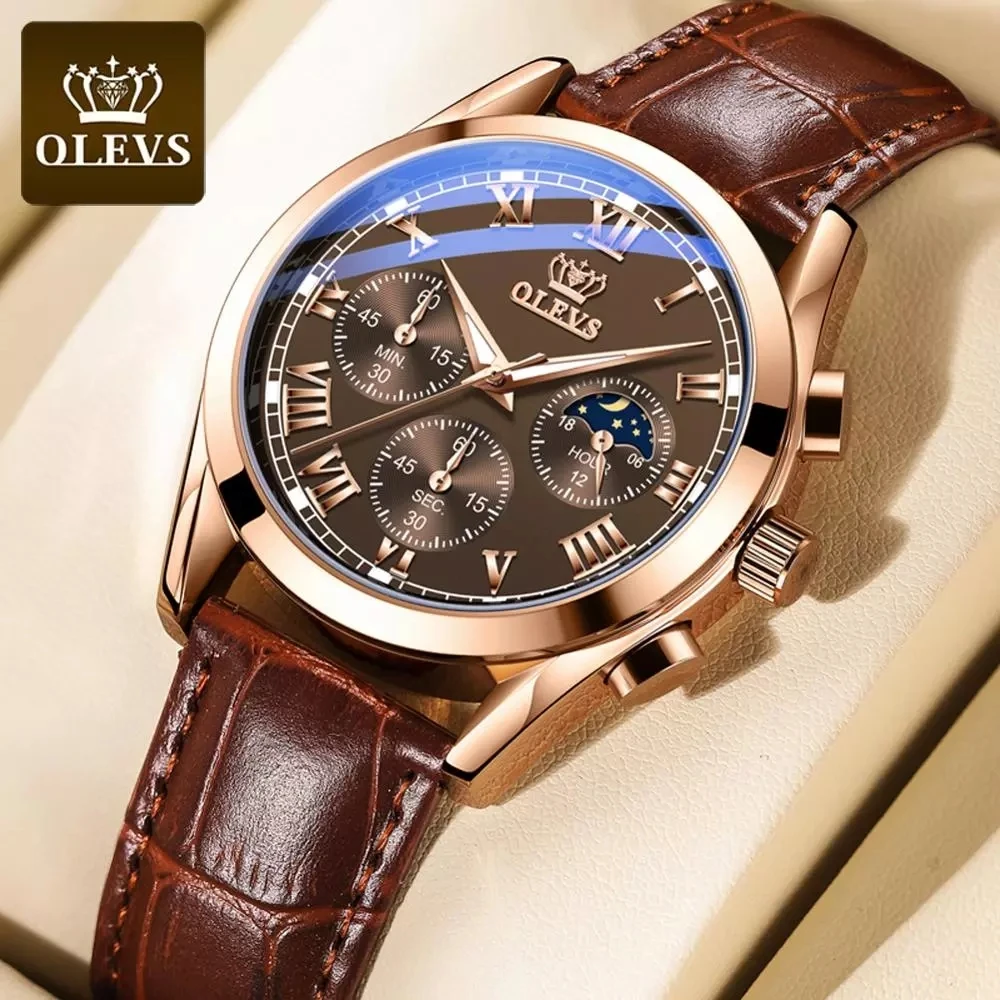 

OLEVS 2871 new Mens Watches Fashion Business Waterproof Quartz Wrist Watch Men Top Brand Luxury Leather Strap Sport Clock Male
