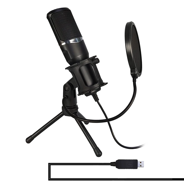 

Microphone Computer Condenser PC Gaming Mic with Tripod Stand & Pop Filter for Streaming Podcasting Compatible with Laptop