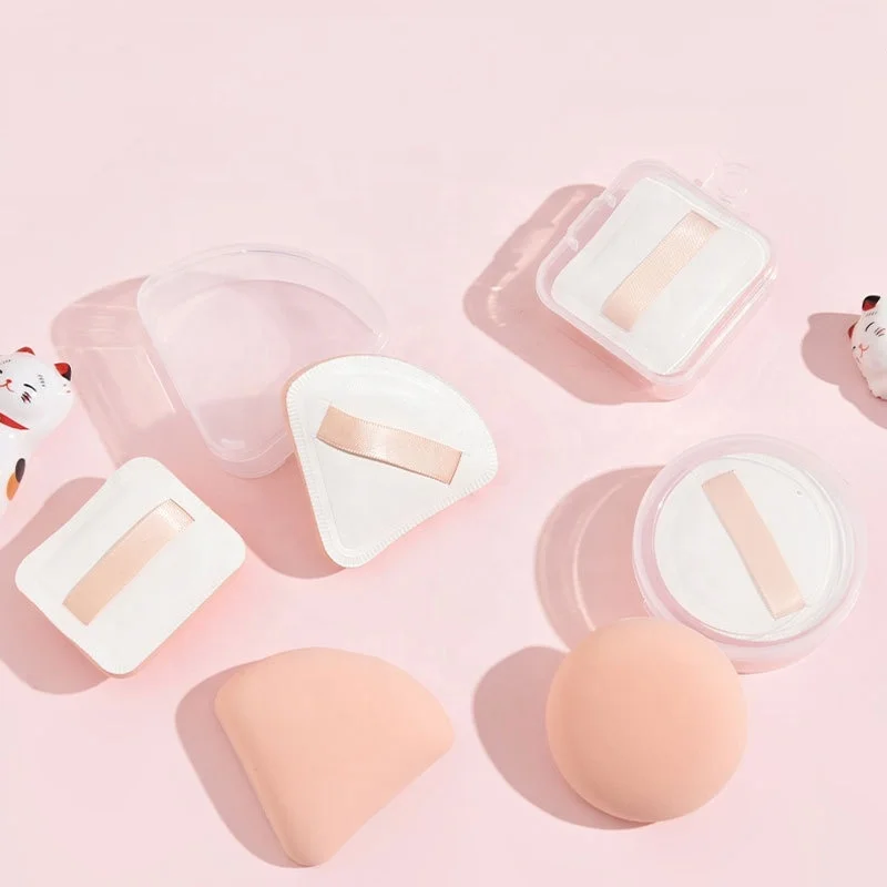 

Free Samples Cosmetic Powder Puff Makeup Puff Sponge 4pcs One Box Small Makeup Sponge Puff Private Label Latex