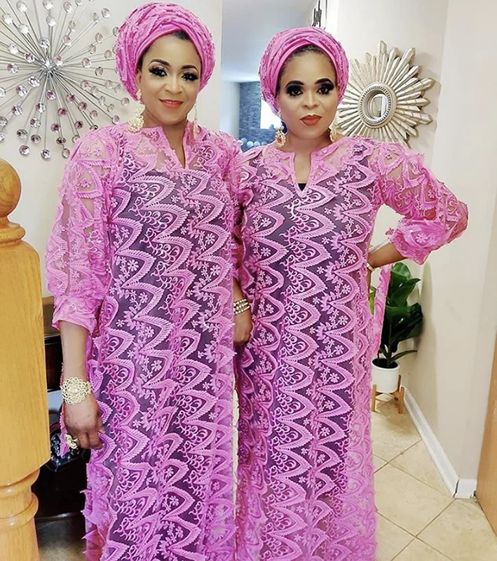 

HOUSEOFSD Latest African Dresses For Women Muslim Boubou Dress Lace Abaya With Inner And Hijab, Picture shown