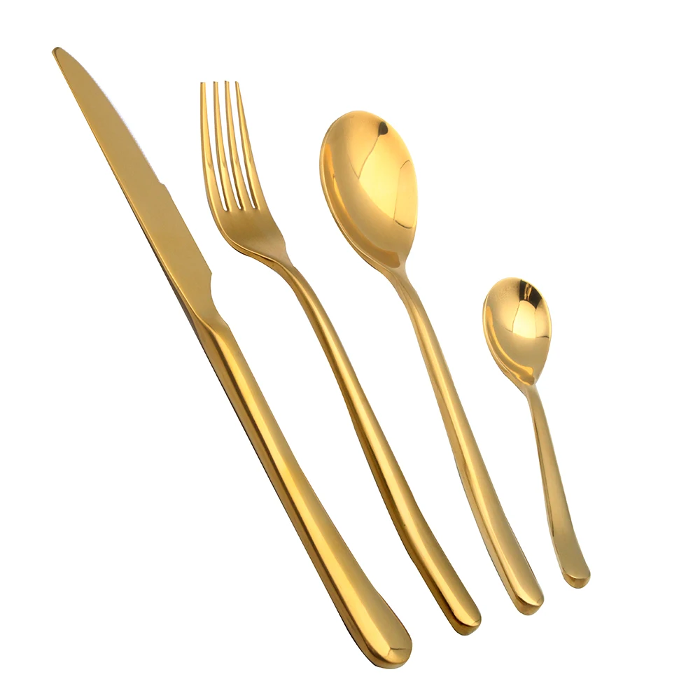 

High quality stainless steel flatware gold spoon and fork cutlery set