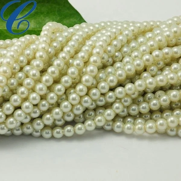 

6mm 8mm 10mm Round Shape Glass Pearls Beads Strands For Jewelry Making