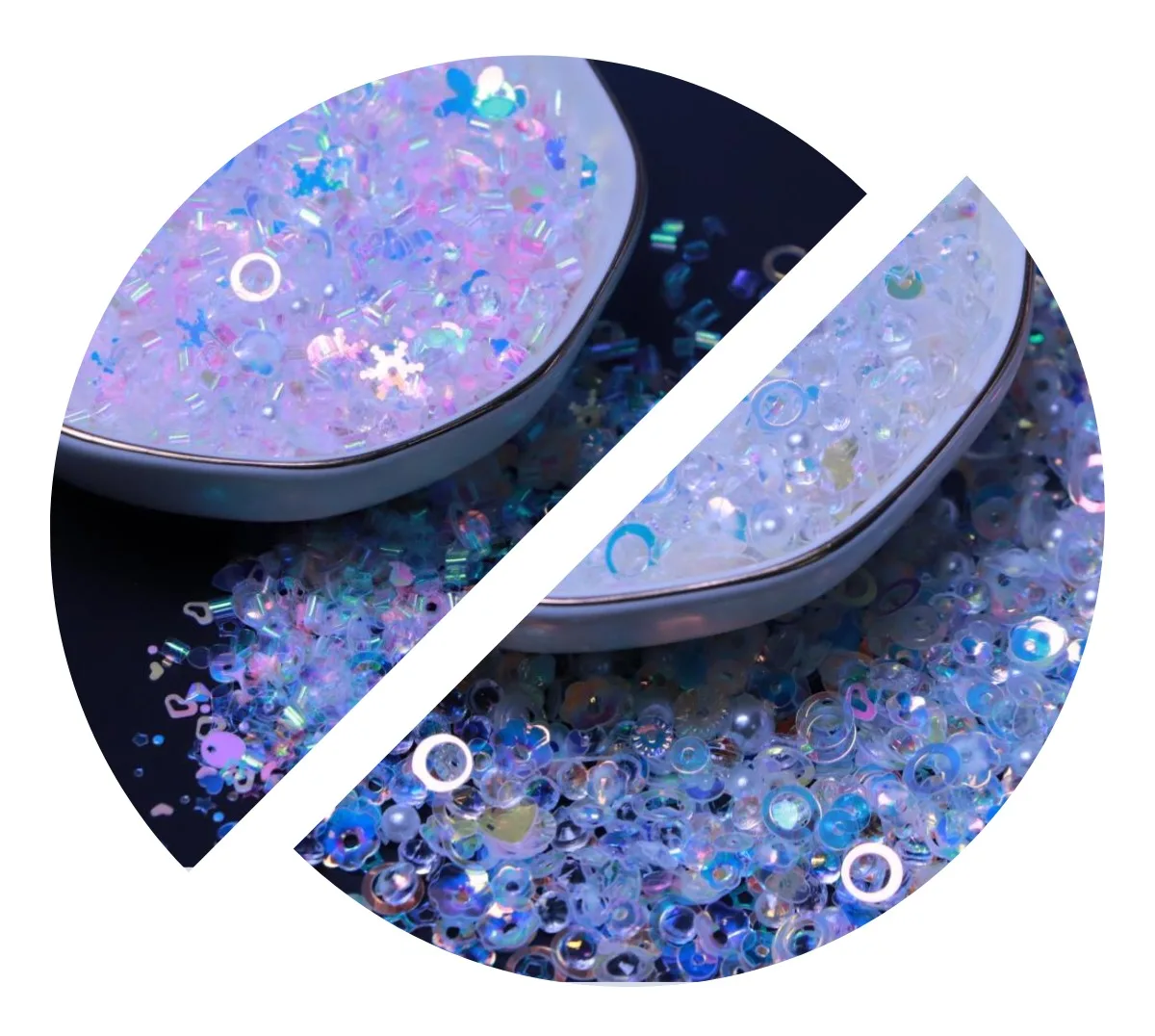 

Mix Design Snowflake Bingsu Beads Sequins AB Color PVC Loose Beauty Glitter Paillettes for Nail Art Slime Filling