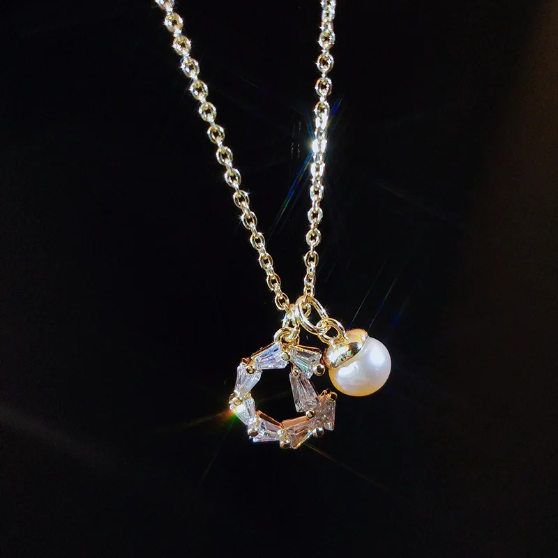 

Fashion design clavicle chain simple with jewelry freshwater pearl accessories women necklace, As pictures