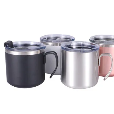 

Mikenda Stainless Steel Coffee Drinking Cup Plastic Lid Creative Portable Water Mug, Customized