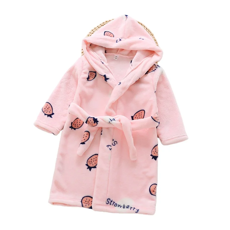 

Cartoon Children's Robe Flannel Baby Bathrobe Long Sleeve Hooded Kids Bath Robe Lovely Animal Child Boy Girls Robes Kids Clothes