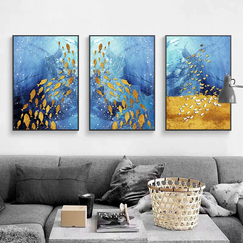 

Customize Chinese Nordic Style Cuadros Decorative 3D Framed Modern Abstract Wall Art Canvas Painting