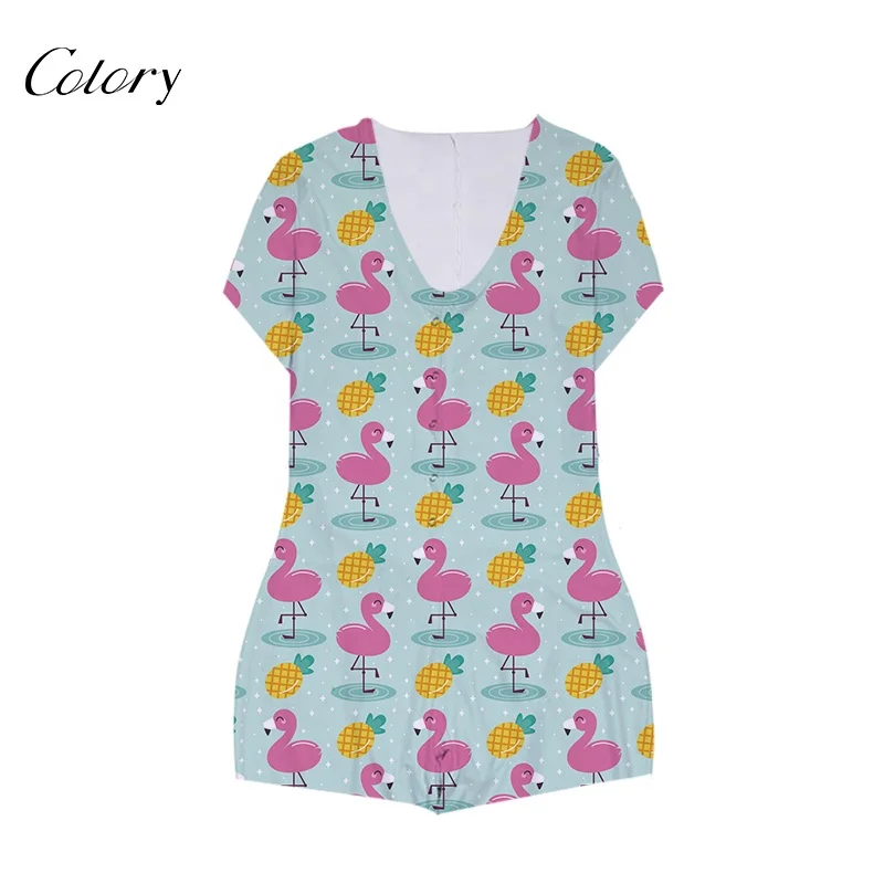 

Colory Cheap Sexy Sleepwear One Piece Bodysuits Plus Size Printed Onesie, Customized color