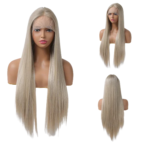 

BVR 32 Inches Long Straight Blonde Lace Front Synthetic Wigs Lace Front Synthetic Hair Wigs